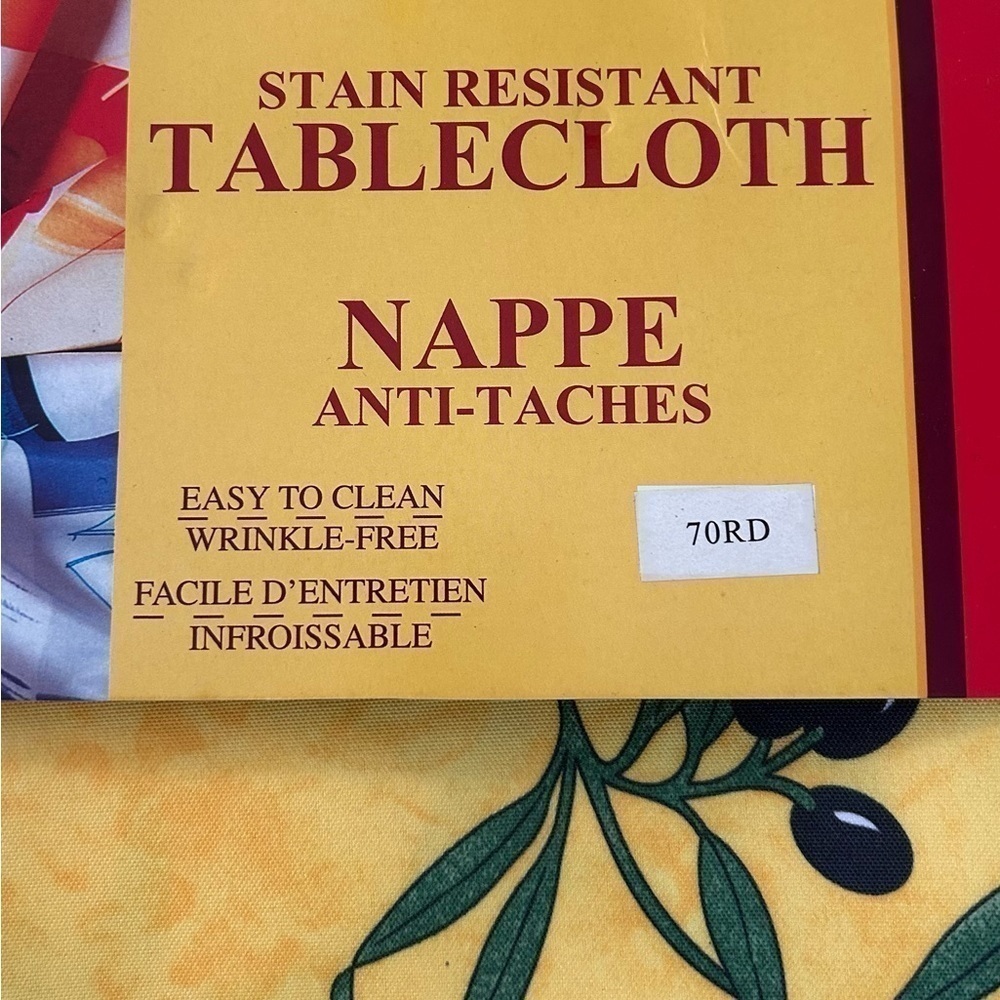 NWT Original Tablecloth fom Provence, France, Round 70 cm, Yellow, Green, Black - Picture 3 of 4